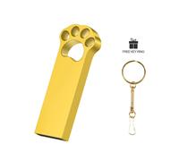 KALPZ-Clé Usb Patte De Chat Noir Avec Logo Personnalisé Gratuit, Clé Usb En Métal Doré, Clé Usb, Disque Jou, 16 Go, 32 Go, 64 Go, 128 Go,128 Go,Golden