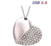 KALPZ-Collier En Métal Haute Vitesse Usb 3.0 Clé Usb 4G 8G 16Gb 32Gb 64Gb 128Gb Clé Usb Cadeaux Clé Mémoire 100% Capacité Réelle,128Gb,Silver