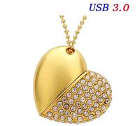 KALPZ-Collier En Métal Haute Vitesse Usb 3.0 Clé Usb 4G 8G 16Gb 32Gb 64Gb 128Gb Clé Usb Cadeaux Clé Mémoire 100% Capacité Réelle,128Gb,Gold