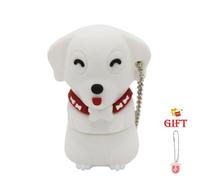 KALPZ-Jaster Mignon Chien Usb Flash Drives 64Gb Dessin Animé Pen Drive 32Gb Cadeaux Créatifs Pour Enfants Clé Mémoire 16Gb Gratuit Porte-Clés U Disque,White,16Gb