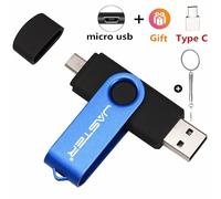 KALPZ-Jaster Otg 2 En 1 Clé Usb 128Gb Clé Mémoire Haute Vitesse 64Gb Logo Personnalisé Gratuit Clé Usb 32Gb Adaptateurs Type-C Gratuits Disque U,128 Go,Dark Blue