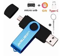 KALPZ-Jaster Otg 2 En 1 Clé Usb 128Gb Clé Mémoire Haute Vitesse 64Gb Logo Personnalisé Gratuit Clé Usb 32Gb Adaptateurs Type-C Gratuits Disque U,128 Go,Blue