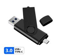 KALPZ-Jaster Type-C Clé Usb Otg Pen Drive 128Gb 64Gb 32Gb 16Gb Clé Usb 2 En 1 Clé Usb Haute Vitesse Cadeau,128 Go,Black