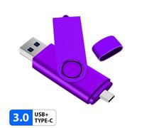 KALPZ-Jaster Type-C Clé Usb Otg Pen Drive 128Gb 64Gb 32Gb 16Gb Clé Usb 2 En 1 Clé Usb Haute Vitesse Cadeau,128 Go,Violet