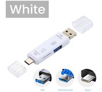 KALPZ-Lecteur De Carte Otg Multifonction 5 En 1 Type C/Usb /Micro Usb/Tf/Sd Lecteur De Carte Mémoire Clé Usb Téléphone Portable Accessoires Pc,,White