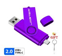 KALPZ-Nouveau 2In1 Type-C + Usb 2.0 Noir 32Gb Clé Violet 64Gb Rotatif Clé Mémoire 16Gb 8Gb Clé Usb Cadeaux Porte-Clés,16 Go,Purple