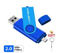 KALPZ-Nouveau 2In1 Type-C + Usb 2.0 Noir 32Gb Clé Violet 64Gb Rotatif Clé Mémoire 16Gb 8Gb Clé Usb Cadeaux Porte-Clés,16 Go,Blue