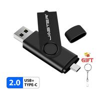 KALPZ-Nouveau 2In1 Type-C + Usb 2.0 Noir 32Gb Clé Violet 64Gb Rotatif Clé Mémoire 16Gb 8Gb Clé Usb Cadeaux Porte-Clés,16 Go,Black