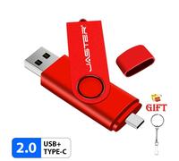 KALPZ-Nouveau 2In1 Type-C + Usb 2.0 Noir 32Gb Clé Violet 64Gb Rotatif Clé Mémoire 16Gb 8Gb Clé Usb Cadeaux Porte-Clés,16 Go,Red