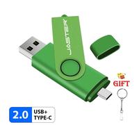 KALPZ-Nouveau 2In1 Type-C + Usb 2.0 Noir 32Gb Clé Violet 64Gb Rotatif Clé Mémoire 16Gb 8Gb Clé Usb Cadeaux Porte-Clés,16 Go,Green