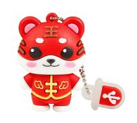 KALPZ-Nouveau Dessin Animé Usb Clé Usb 64Gb Mignon Lapin Clé 32Gb Chat U Bâton 16Gb Clé 8Gb Pingouin Clé Mémoire Stockage Externe,Red Tiger,128 Go