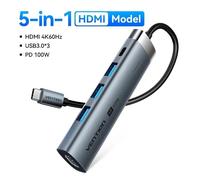 KALPZ-Vention-Adaptateur Usb Type-C Vers Hdmi, 4K, 60Hz, Rj45, Pd 100W, Pour Macbook, Ipad Pro, Air, M2, Dallas, Sumsang, Accessoires Pc, Hub Usb 3.0,,5-In-1 Hdmi 4K60Hz