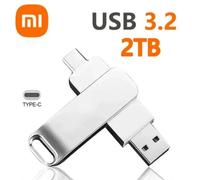 KALPZ-Xiaomi 16 To 3.2 Lecteurs Flash Haute Vitesse Usb Transfert Métal Pendrive Carte Mémoire Pendrive Flash Disque Mémoire Clé Étanche Bâton,,Silver-2Tb