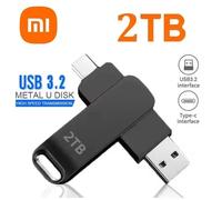 KALPZ-Xiaomi 16 To Usb 3.2 Lecteurs Flash Transfert Haute Vitesse Métal Pendrive Carte Mémoire Pendrive Flash Disque Mémoire Clé Étanche Bâton Nouveau,,Black-2Tb