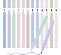 Kalqz-12 Couleurs Surligneur Pastel Double Tête Surligneur Coloré Stylos Esthétiques,Marqueurs De Texte,Fournitures Scolaires,Marqueurs Pastel Pour Journalisation
