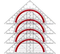 KALQZ-Géométrique En Plastique,4 Pièces Equerre Rapporteur Triangle,180 Degrés Rotracteur,Triangle De Géométrie 15.7Cm Transparent,Triangle Multifonctionne Pour L'École Etudiants Maths Bureau Peintur