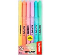 Kalqz-High Liner : Surligneurs Pastel Fins,Pointe Biseautée Et Encre À Base D'eau,Fournitures Scolaires Et De Bureau,Paquet De 6 Couleurs Assorties