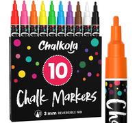 Kalqz-Marqueurs À Craie Lot De 10 Stylos Craie À Pointe Fine Pour Tableau Noir,Enseignes,Fenêtres,Bistro-Pointe Réversible De 3 Mm