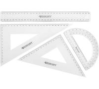 Kalqz-Set De Géométrie 4 PiècesSet De Mathématiques Avec Règle De 30 Cm,Équerres De 45° Et 60°,Rapporteur De 180°Plastique TransparentE-10304 00
