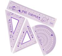 Kalqz--Set De Géométrie,Set Avec Règle De 15 Cm,Équerre De 60° De 10 Cm,Goniomètre De 180° Pour L'école,Mallette Incluse,Matériau Flexible,Thème Kitty