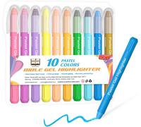 Kalqz-Surligneur Bible Pastel,Lot De 10 Surligneurs Gel Bible,Pas De Saignement,Bible Highlighters Idéal Pour Journal,Surlignage,À L¿Ecole Et Au Travail