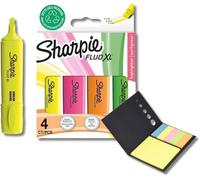 Kalqz-Surligneur Fluo XlChisel Tip Highlighter PenLot De 4 Surligneurs+Notes Autocollantes