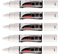 Kalqz-Uni Ball-Uni Mitsubishi Pencil-Marqueurs Craie Chalk Marker Pwe-8k-Multi-Usage-Résistant À La Pluie-Idéal Vitre Miroir Tableau Ardoise-Pointe Large Biseautée 8mm-Lot De 5-Blanc