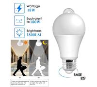KALSA-4 Pièces E27 Pir Capteur De Mouvement Led Ampoule 6W 9W 12W Crépuscule Aube Amignon Led Ampoule 110V 220V Travail De Nuit Pour Maison Escalier Couloir Chambre,18W,Cold White