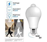 KALSA-4 Pièces E27 Pir Capteur De Mouvement Led Ampoule 6W 9W 12W Crépuscule Aube Amignon Led Ampoule 110V 220V Travail De Nuit Pour Maison Escalier Couloir Chambre,6W,Cold White