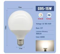 Kalsa-G80 G95 G120 Économie D'énergie Global Led Ampoule E27 10w 15w 18w 110lm/W Ac 220v 127v Cri90 Lumière Lampada Ampoule Lampe Ampoules De Vanité,15w 4000k,Ac100-240v