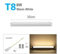 KALSA-Veilleuse Led T5 À Lumen Élevé, Tube Fluorescent De Remplacement 6W/8W/15W/25W, Lampe T8 Sans Scintillement Pour Les Magasins Commerciaux, Les Hôtels, 29/30/50Cm,T8 8W 30Cm Warm,Only Lamp No Pl