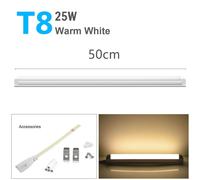 KALSA-Veilleuse Led T5 À Lumen Élevé, Tube Fluorescent De Remplacement 6W/8W/15W/25W, Lampe T8 Sans Scintillement Pour Les Magasins Commerciaux, Les Hôtels, 29/30/50Cm,T8 25W 50Cm Warm,Only Lamp No P