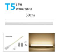 KALSA-Veilleuse Led T5 À Lumen Élevé, Tube Fluorescent De Remplacement 6W/8W/15W/25W, Lampe T8 Sans Scintillement Pour Les Magasins Commerciaux, Les Hôtels, 29/30/50Cm,T5 15W 50Cm Warm,Only Lamp No P