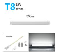 KALSA-Veilleuse Led T5 À Lumen Élevé, Tube Fluorescent De Remplacement 6W/8W/15W/25W, Lampe T8 Sans Scintillement Pour Les Magasins Commerciaux, Les Hôtels, 29/30/50Cm,T8 8W 30Cm White,Only Lamp No P