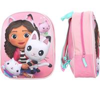 KALSC-Sac À Dos 3D Gabby'S Dollhouse Fille-Rose-Enfant-Ecole-Maternelle-Garderie-Cartable Fille-Taille 31 Cm-Bretelles Réglables¿Idée Cadeau