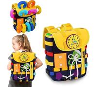 KALSC-Sac À Dos Montessori Pour Les Tout-Petits Boucle Zippers,Jouets Sensoriels Montessori,Apprendre L'Activité Par Le Jeu,Peut Être Stocké Et Transporté Sur Le Dos,Sac À Dos De Voyage Pour Jouet