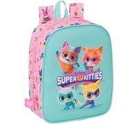 KALSC-Superkitties-Sac À Dos Pour Enfant,Sac À Dos D'École,Adaptableu Chariot,Idéal Pour Crèche,Confortable Et Polyvalent,Qualité Et Résistance,22X10X27 Cm,Rose Clair/Turquoise Pastel,