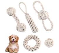 Kalsey 5 Pièces Jouet Chien Corde, Jouet D'Entraînement Chien, Ensemble De Jouets pour Chiens en Corde, Tressée Interactive en Coton Tressé, pour Tous Les Types De, Accessoire