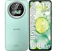 KALSG-Action A5 Pro Telephone Portable Android 15,8(3+5) Go +256Go/1Tb Smartphone Pas Cher,6.88"" Hd+&1"" Arrière Écran,5100Mah Telephone Gaming,16Mp+5Mp,4G Doble Sim/Gps/Fingerprint/Otg/3.5Mm