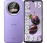 KALSG-Action A5 Pro Telephone Portable Android 15,8(3+5) Go +256Go/1Tb Smartphone Pas Cher,6.88"" Hd+&1"" Arrière Écran,5100Mah Telephone Gaming,16Mp+5Mp,4G Doble Sim/Gps/Fingerprint/Otg/3.5Mm