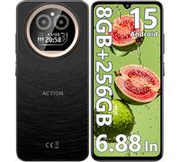 KALSG-Action A5 Pro Telephone Portable Android 15,8(3+5) Go +256Go/1Tb Smartphone Pas Cher,6.88"" Hd+&1"" Arrière Écran,5100Mah Telephone Gaming,16Mp+5Mp,4G Doble Sim/Gps/Fingerprint/Otg/3.5Mm