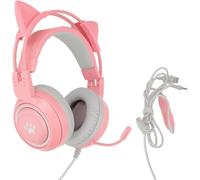 KALSG-Casque De Jeu,Oreille De Chat Détachable Usb+Prise 3,5 Mm,Casque De Jeu Prend En Le Réglage Du Volume Du Microphone Muet Pour,Pour One(Rose)