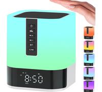KALSG-Réveil Lumineux Enceinte Bluetooth Portable,Lampe De Chevet Tactile Avec Lecteur De Musique Mp3,Machine À Bruit Blanc &Minuterie,Haut-Parleur Veilleuse Enfant,Cadeau Ado Fille Anniversaire