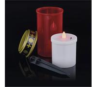 KALSW-Dccv22-Bougie Funéraire Led-Ip44-Pour L'Extérieur-Rouge-Fonctionne Avec Piles-Avec Tige-Durée De Vie De 1500 Heures-Plastique-7X12,5 Cm