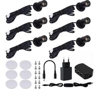 KALSW-Gouzloy Lot De 6 Mini Spot Led Rotatif 360° Spots Led Mini Surface Montée Usb 3000K Blanc Chaud Lampe De Cabinet Pour Armoire Couloir Galeries Magasins Armoire Bijoux (6 Pièces-Blanc Chaud-Noir