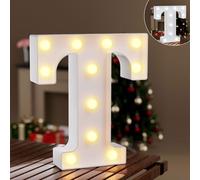 Kalsw-Lettres De L'alphabet À Led Avec Blanc Chaud Et Froid,Éclairage De Lettre Led,Décoration Pour Fête D'anniversaire,Mariage,Chambre D'enfant,Lettres T