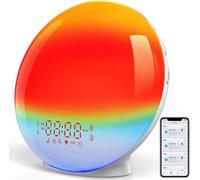KALSW-Réveil Lumineux Bluetooth App,Radio Eveil Matin Lumière Lampe De 20 Niveaux De Luminosité Simulateur D'Aube Et Crépuscule 4 Réveils 7 Sons Naturels Fonction Snooze 11 Couleurs Veilleuse Enfant