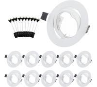 KALSW-Spot Encastrable Gu10 Set,Cadres De Montage En Blanc Pour Spot Encastrable 68Mm Avec Douille Gu-10 Pour Lampes,Orientable 30°,Ac 230V,Douilles En Céramique Gu10 Lot De 10