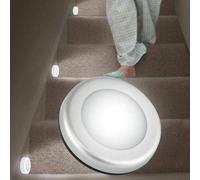 KALSW-Veilleuse,6 Led Sous La Lumière Du Meuble,Applique Murale À Capteur De Mouvement Sans Fil Pir Pour Jardin,Cour,Allée,Porche,Bibliothèque,Vitrine,Placard,Coque Argentée,Lumière Chaude