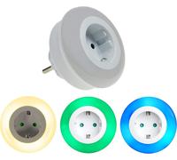 Kalsw-Veilleuse Led Pour Enfants Avec Prise 11-053 Lampe D'orientation Avec Capteur Crépusculaire Et Interrupteur Tactile Réglage De Couleur Led Blanc Chaud-Bleu-Vert,Éclairage De Sécurité